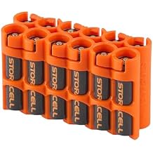 Storacell by Powerpax AAA Battery Storage Caddy, Orange, Holds 12 Batteries (Not Included)