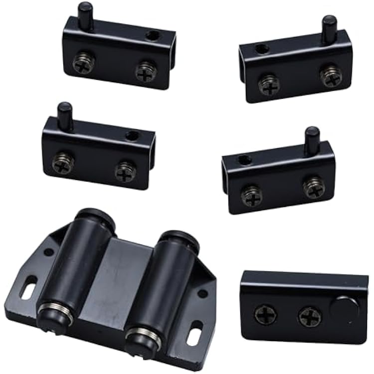 Stainless Steel Glass Door Pivot Hinge with Magnetic Catch Closures Clamp Set, Double Touch Latch for Bathroom Showcase Cabinet Doors, Fit for 5-8mm Glass Door
