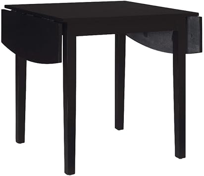 Linon Ervin Square Space Saving Drop Leaf Table in Black Painted Rubberwood