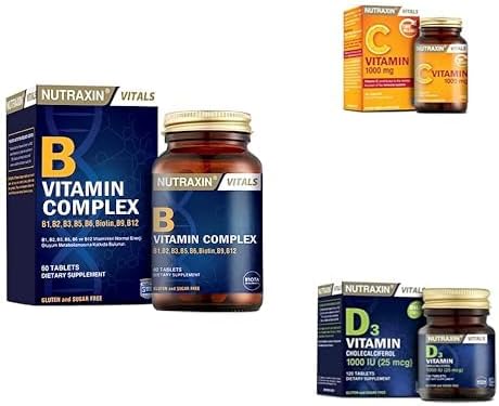 Nutraxin Vitamin Support Cycle B Complex 60 Tablets + Vitamin C 1000 Mg 30 Tablets + D3 Drops