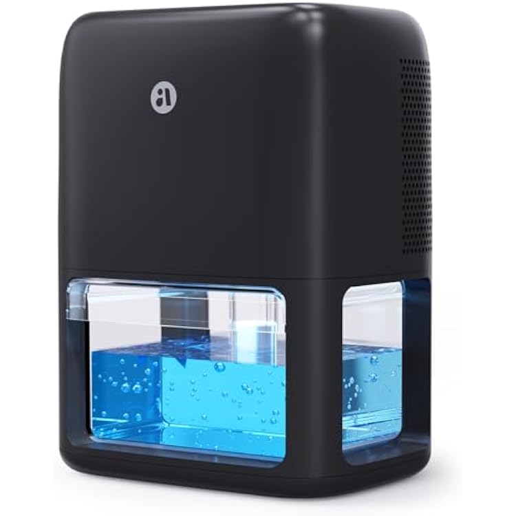 60 OZ Dehumidifiers for Home, Dual-Semiconductor Quiet Dehumidifier with Timer Auto-Off Sleep Mode 7 Colors Light Portable Small Dehumidifiers for Bathroom, Cloakroom, RV, Black