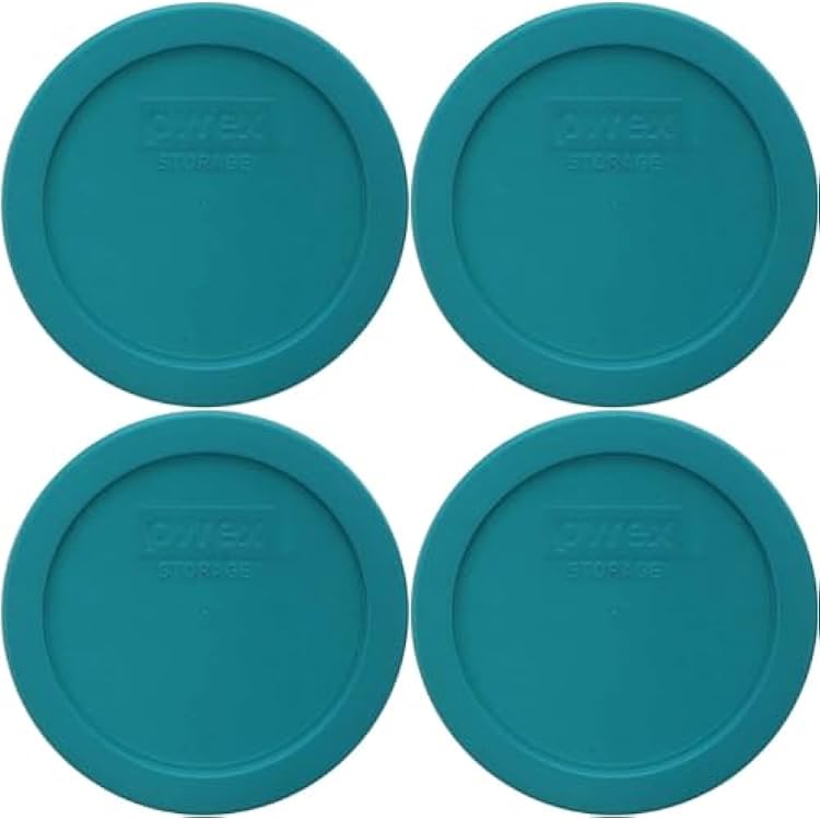 Pyrex 7201-PC 4 Cup Turquoise Food Storage Replacement Lid 4-Pack - Made in USA
