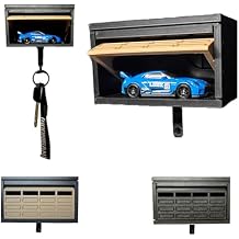 Car Garage Key Holder with Opening Door, 2 PCS Mini Car Garage Key Holder with Real Windows for Wall & Cars Enthusiast, Easy Installation(Car Not Included), Hot Wheels Garage (2, Black)