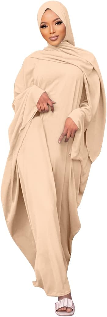 Muslim Dresses for Women, Long Sleeve Eid Islamic Prayer Jilbab Khimar Cardi Robe Middle East Maxi Abaya Dress