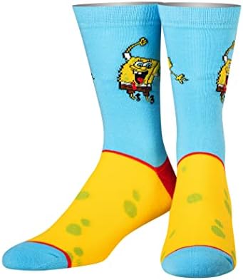 ODD Sox SpongeBob SquarePants Nickelodeon Crew Socks Large Fun Cartoon Show Socks for Men & Women, Colorful Novelty Design, Comfortable Everyday Wear, TV Show Merch, Pop-Culture Gift