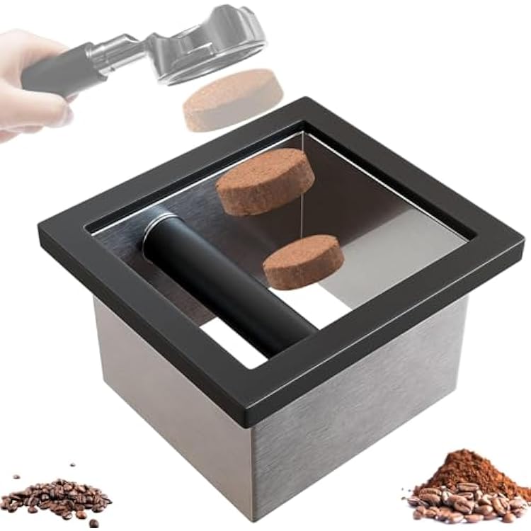 Bottomless Knock Box Espresso, Embedded Coffee Knock Box, Stainless Steel Countertop Espresso Grounds Container for Commercial Cafes Restaurants Home 5.44 x 5.91