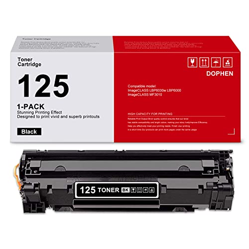 CRG125 Toner Cartridge Black 3484B001: DOPHEN 1 Pack Compatible CRG 125 Black Toner Cartridge Replacement for Canon 125 for ImageCLASS LBP6030w LBP6000 MF3010 Printer,CRG 125 Ink Cartridge