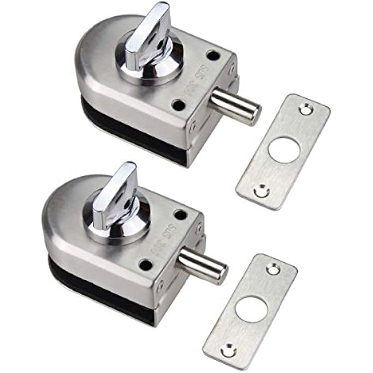 Set of 2 NUZAMAS 304 Stainless Steel Glass Door Locks, Floor Latch Lock, Bolt Ground Lock for Bathroom Toilet Shop Frameless Glass Doors - Half Round