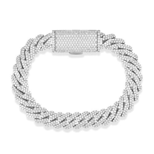Gemsme Cuban Bracelet For Men Women, Hip Hop Heavy 18k Gold Plated Full Iced Out Miami Cuban Link Chain Bracelet