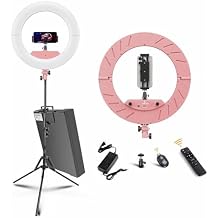Ring Light 18 INCH Kit,55W6700k Dimmable LED Light, Tripod Stand, Remote Controller,Box for Camera,Smartphone,YouTube,TikTok,Self-Portrait Shooting,CRI95 (Pink)