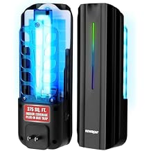 Flowtron Indoor Plug-in Fly Trap, 9W UV Light Electric Insect Trap with Adhesive Board Silent Mosquito, Gnat & Fruit Fly Catcher, 375 Sq Ft Coverage (Black)