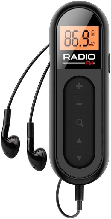 Portable FM Radio, Rechargeable Pocket Radio, Digital FM Receiver with Best Reception, Earphone, Belt Clip, for Gym, Jogging, Walking, Camping