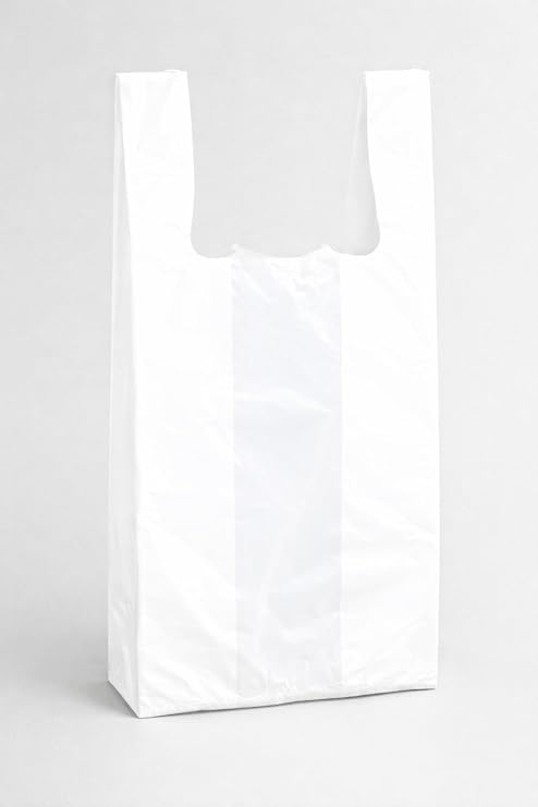 JS Clear Plastic T-shirt Shopping Bags with Handles Small (6x3x13 12 Mic) (1000)