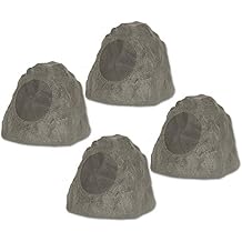 Theater Solutions 4R8SG Outdoor Slate Grey 8" Rock 4 Speaker Set for Deck Pool Spa Yard Garden