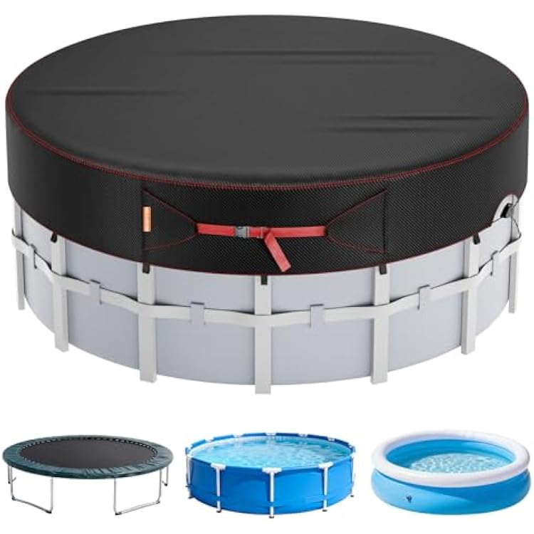 8 Ft Round Pool Cover, Solar Covers for Above Ground Pools, Stock Tank Pool Protector with Tightening Ratchet, Swimming Pool Cover Ideal for Waterproof and Dustproof