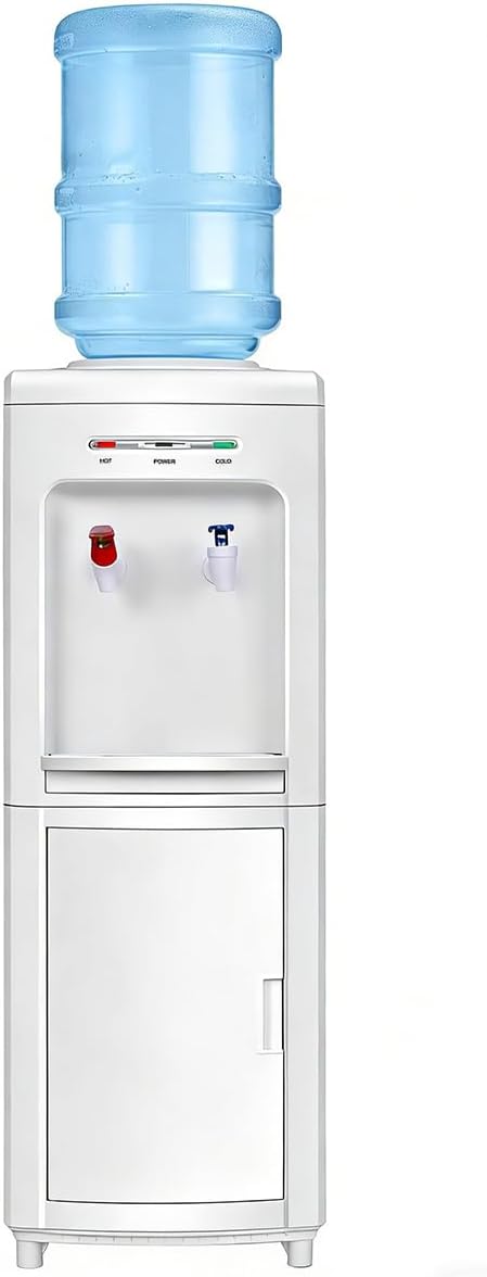 COSTWAY Water Cooler Dispenser for 3-5 Gallon Bottle | Top Loading Hot and Cold Water Dispenser with Storage, Child Lock, Water Cooler with Compression Refrigeration Technology