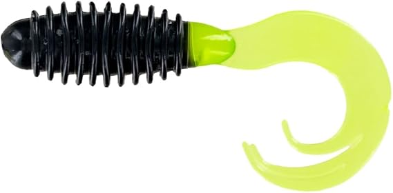 Big Bite Baits 2" Ring Triple TIP GRUB/Black/Chartreuse Tail (10 Pack)