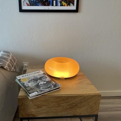12 LED Table Lamp, Donut Orange Glass, Round Lamp, Bedside Table Lamp Nightstand Light Fully Dimmable, Rotary Switch Glass for Home Decor, Modern Small Desk