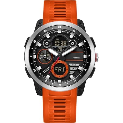Mens Military Digital Watch Analog Quartz Waterproof Watches Sport Tactical Outdoor Electronic Multifunctional Wristwatch with Luminous Stopwatch Countdown Alarms Big Face Relojes para Hombres