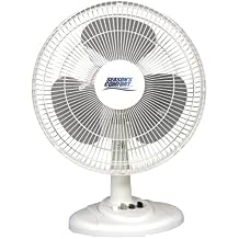 Seasons Comfort Oscillating Table Fan With Adjustable Tilt, 70 Degree Oscillation, Convenient Push Button Controls, Quiet, 12 Inch, 3 Speed, White Desk Fan - Fan for Home, Bedroom, Dorm & Office FTT12