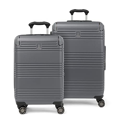 Travelpro Roundtrip Hardside Expandable Luggage, TSA Lock, 8 Spinner Wheels, Hard Shell Polycarbonate Suitcase, Gunmetal, 2-Piece Set 2125