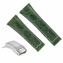 Ewatchparts Genuine Leather Watch Strap Compatible With Rolex Daytona Short Black,Tan,Green Steel
