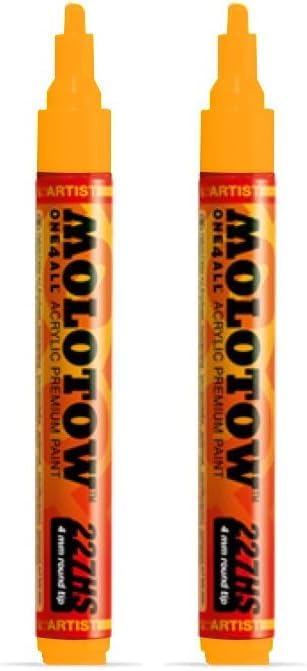 MOLOTOW ONE4ALL Acrylic Paint Marker, 4mm, Neon Orange Fluorescent, 1 Each (227.230) (Pack of 2)
