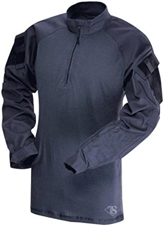 Tru-Spec T.R.U. 14 Zip Combat Shirt, Mens Tactical Long Sleeves - 6535 Polyester Cotton Rip-Stop Fabric, Navy - X-Large Long