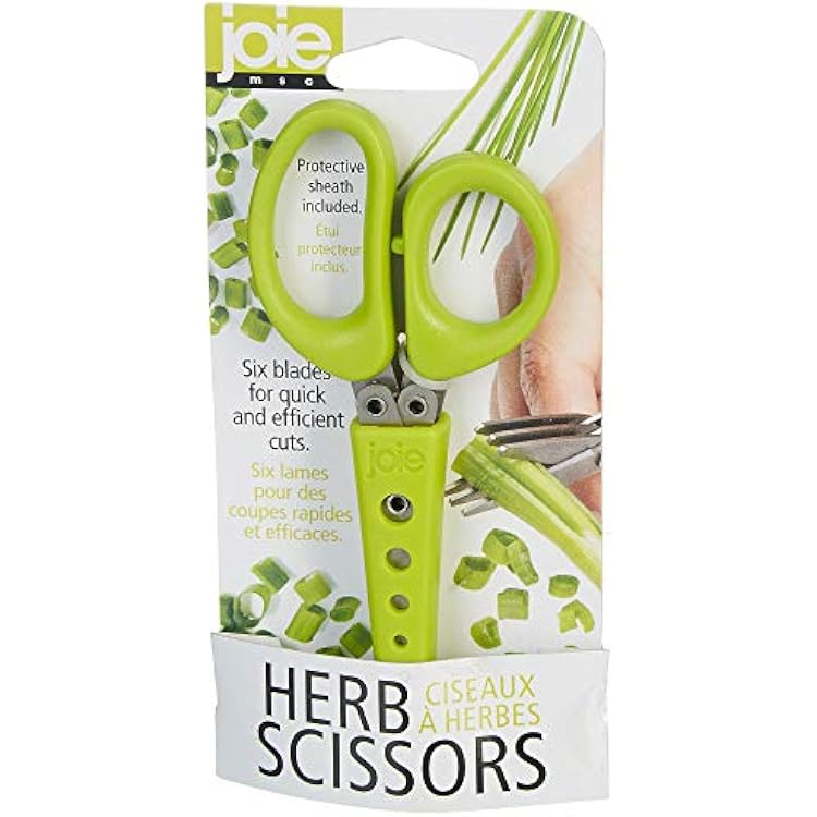 Joie 6 Blade Herb Scissors with Protective Sheath includes Blade Cleaner and Herb Leaf Stripper
