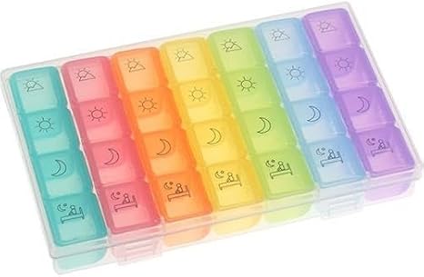 Online Showcase Weekly Daily Medicine Storage 4 Meal Compartment Reminder Box Colorful