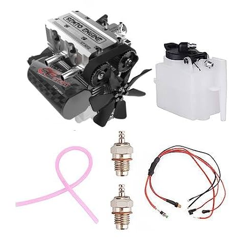 SEMTO Engine Mini Metal Engine with Engine Starter Kit Inline Two-Cylinder Four Stroke Nitro Engine Combustion Engine Technical Kit 3D Puzzle Metal Engine Kit Experiment Technology Enthusiasts