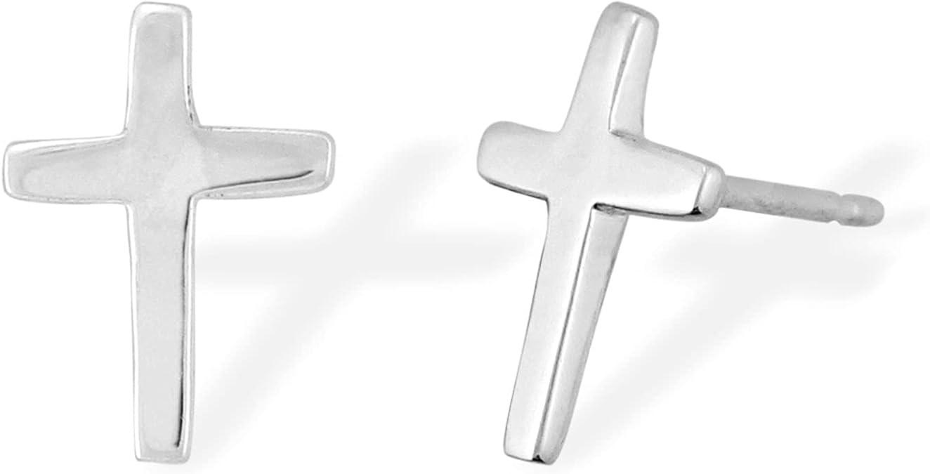 Boma Jewelry Sterling Silver Cross Stud Earrings
