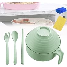 2024 New Microwave Ramen Bowl Set,Quick Ramen Cooker With Chopsticks and Handles,Portable Ramen Microwave Bowl for Home Office Dorm Room,Dishwasher Safe (Green)