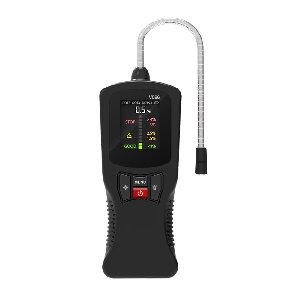 Outzone Brake Fluid Tester Pen - Accurate Moisture Detection for DOT3, DOT4, DOT5.1 - Rapid LED Alert RedYellowGreen for Brake System Safety, Easy Probe Design