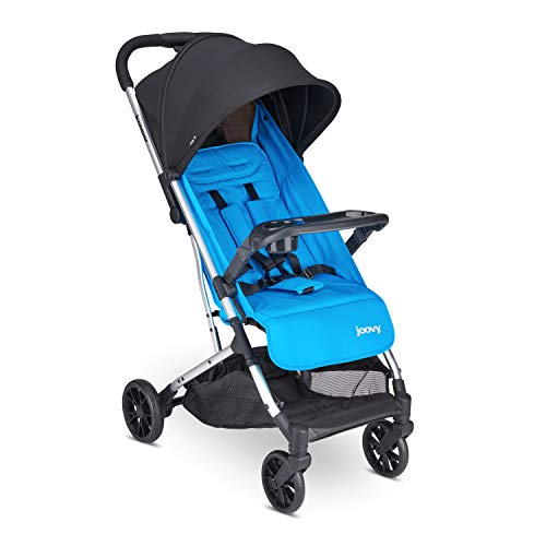 Joovy Kooper Lightweight Baby Stroller Featuring Removable, Swing-Open Tray, Big Wheels, Reclining Seat with Footrest, Extra-Large Retractable Canopy, and Compact Fold Glacier