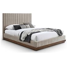 Meridian Furniture Emmet Beige Chenille Fabric Full Bed