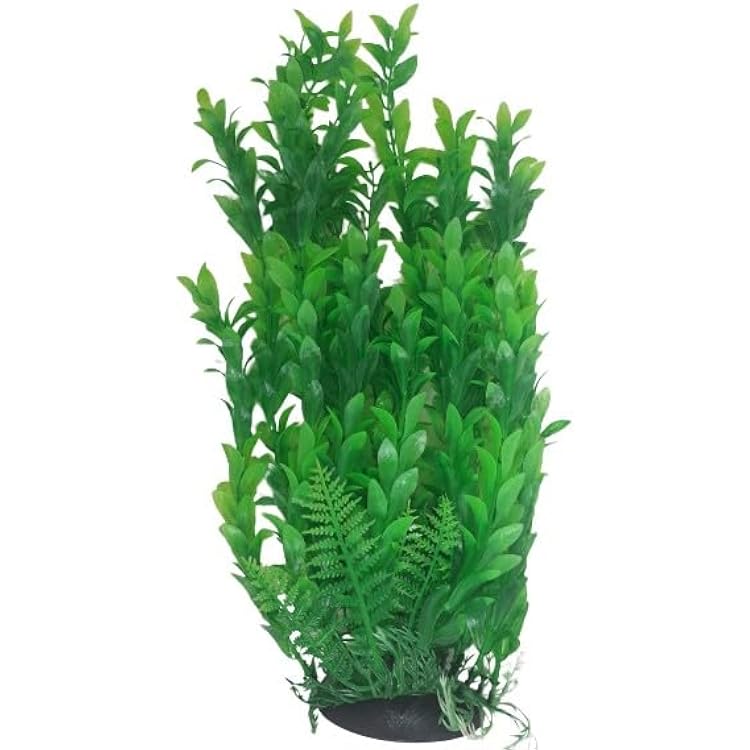 Bright Green Aquarium Pond Artificial Plant 16 Inch 41-43 cm Tall, Fish Tank Foliage Ornament | Tall Plastic Seaweed Aquascaping Decoration