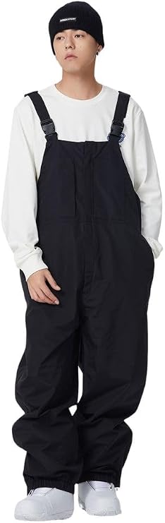 Baggy Style Snow Bibs for Men and Women Snow Overalls Chic Pure Color Snowboarding Bib Snowpants