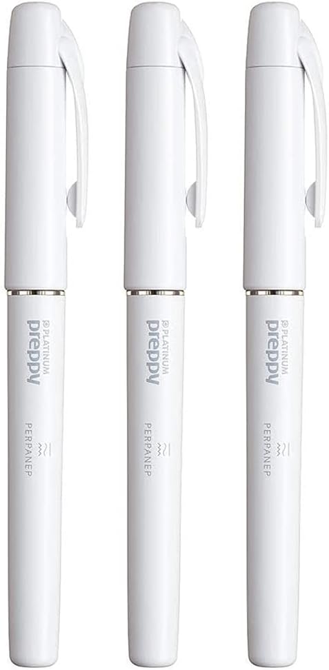 Platinum Preppy Fountain Pen, Black Ink 3 set, PERPANEP Edition (PER-SC05W) &monoc Sticky Note(Japan Import)White