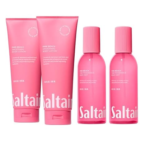 Saltair Body Care Set | Body Lotion + Body Mist | Pink Beach, 2 Pack | Light scent layering and daily hydration for a soft finish and an easy coordinated regimen
