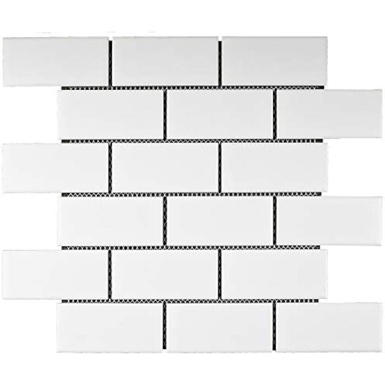 BT-PM16 2x4 White Porcelain Brick Floor and Wall Tile Mosaic Tile Matt Finish 11-34 in. x 11-14 in. x 6mm 1 Sheet=0.92 sqt 1 Box 11 Sheets