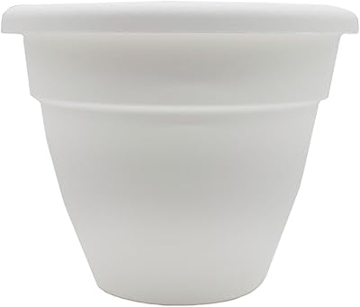 The HC Companies Caribbean Planter Pot - Outdoor & Indoor Plant Pot with Drainage Hole & Plug - Rolled Rim Plastic Pots for Plants & Flowers - Decorative Plant Pot 16 White, Pack of 1
