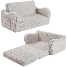 MOMCAYWEX Kids Sofa, 2-in-1 Flip-Out Foam Couch, Soft Play Lounge Chair for Toddlers and Children, Extra Wide, Grey