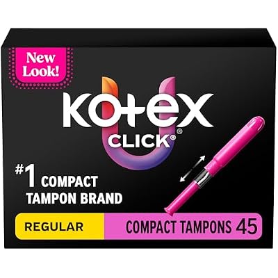U by Kotex Tampons, Click Compact, Regular Absorbency, Unscented, 45 Count
