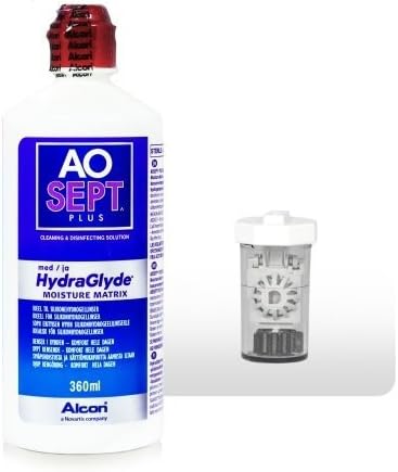 Aosept Plus Contact Lens Hydraglyde with anti-bacterial lens container, 360 ml