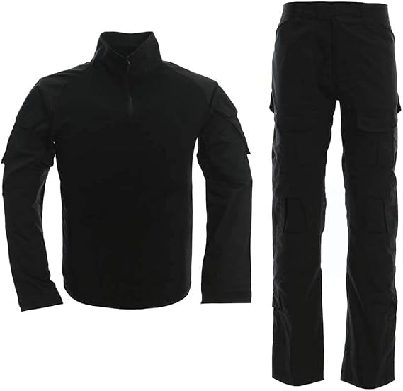 LANBAOSI Men's 1/4 Zip Military Uniform Tactical Combat Shirt & Pants Set