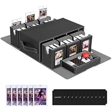 UAONO Card Deck Box with MTG Commander Display Holds 100+ Double-Sleeved Cards and Commander Deck Box for MTG, 6-Deck Modular Card Case with Dice Tray Holds 600+ Double-sleeved Cards