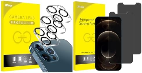 JETech for iPhone 12 Pro Max 6.7-Inch Camera Lens Protector and Privacy Screen Protector Bundle