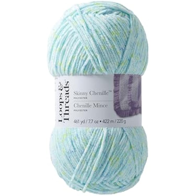 Loops & Threads Skinny Chenille Multi Yarn - Yarn for Knitting, Crochet, Weaving, and Arts & Crafts - Tigerfish Multi, Polyester, 7.7 oz