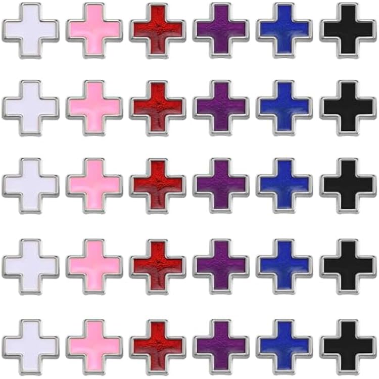 60Pcs Cross Beads Bulk Alloy Religion Enamel Crucifix Loose Spacer Beads for DIY Bracelet Rosary Making Supplies Silver -b